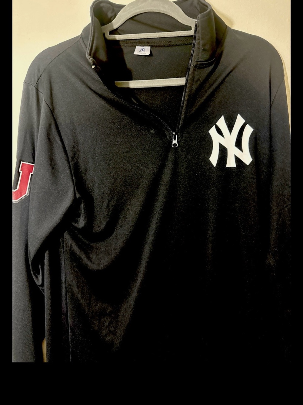 Men's Black New York Yankees Quarter-Zip Pullover Hoodie Sz XL NWOT